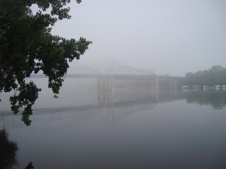 The Cass Street Bridge over the Mississippi in La Crosse, Wis. emerges from thick morning fog. Photo by Charish Badzinski.