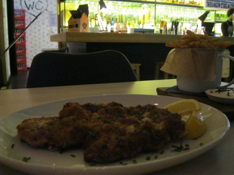 Pork schnitzel at St. Vitus in Tallinn, Estonia. Yum. Photo by Charish Badzinski.