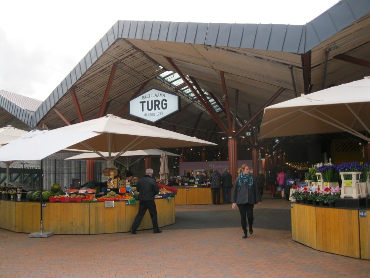 Farmers market stands at the Baltic Station Market in Tallinn, Estonia. Photo by Charish Badzinski.