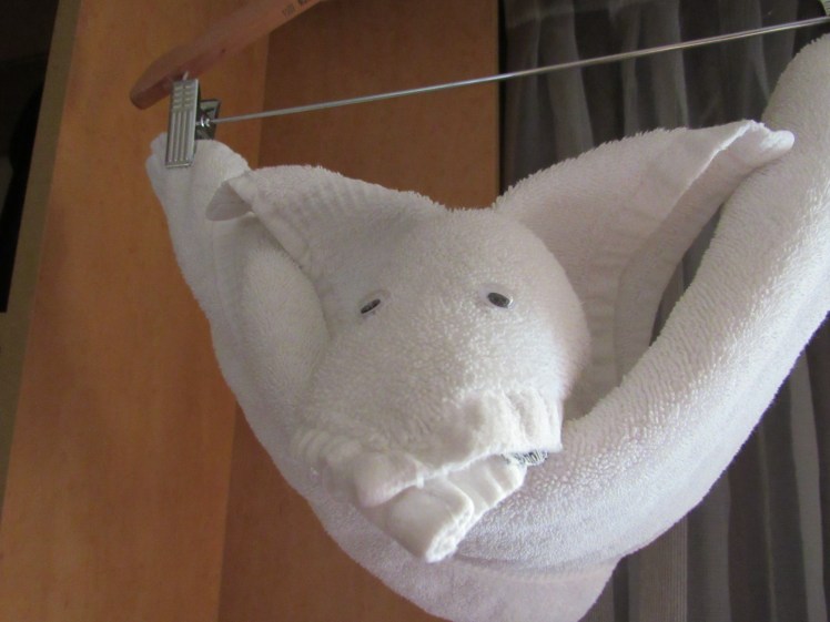 the bat - towel art aboard the MS Oosterdam