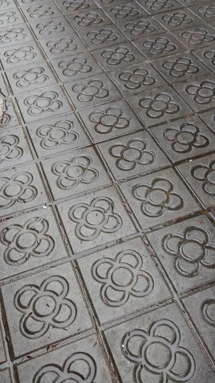 wet floral tiles in Barcelona