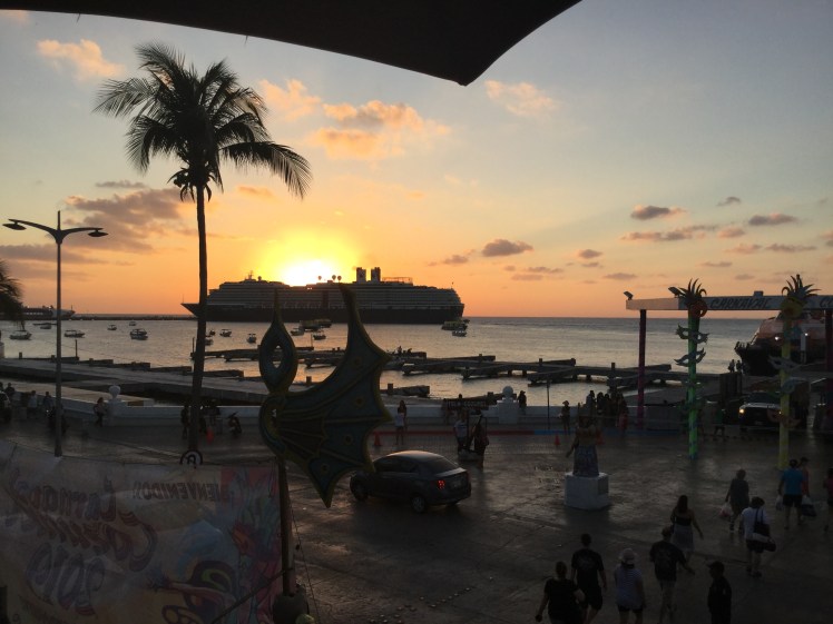 sunset over the MS Oosterdam