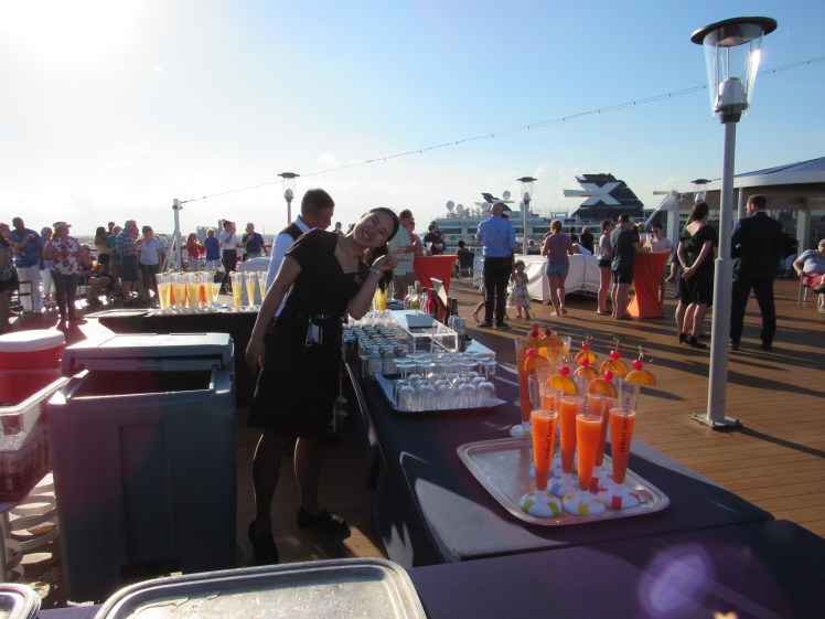 Serving drinks as the ship sails